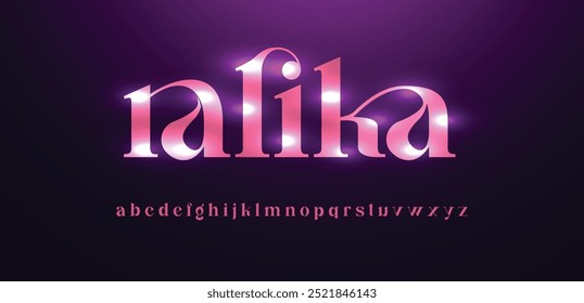 Creative modern Pink shiny alphabet fonts. Typography colorful bold with color dot regular. vector illustrator