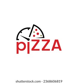 Logo Creativo Moderno De Pizza. Logo en blanco y negro. Usable para logotipos de empresas. Elemento de plantilla de diseño de logotipo de vectores planos