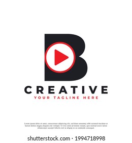 Creative Modern Play Letter B Icon. Music and Video Logo Element. Usable for Business and Technology Logos.