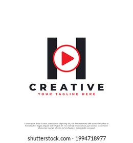 Creative Modern Play Letter H Icon. Music and Video Logo Element. Usable for Business and Technology Logos.
