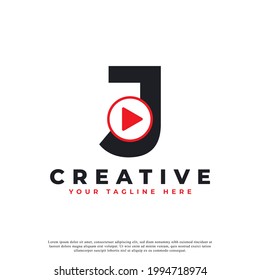 Creative Modern Play Letter J Icon. Music and Video Logo Element. Usable for Business and Technology Logos.