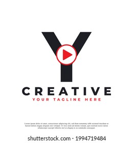 Creative Modern Play Letter Y Icon. Music and Video Logo Element. Usable for Business and Technology Logos.