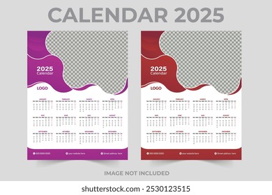 criativa moderna impressão pronta uma página 12º mês 2025 design de calendário de parede