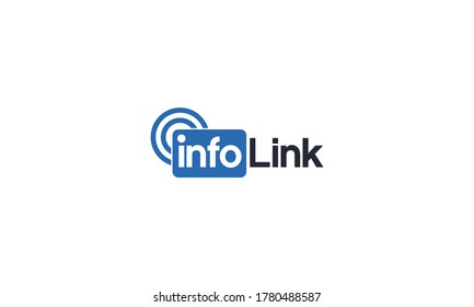 Enlace de información creativo, moderno y profesional para el diseño del logo de la empresa de telecomunicaciones y negocios vector editable