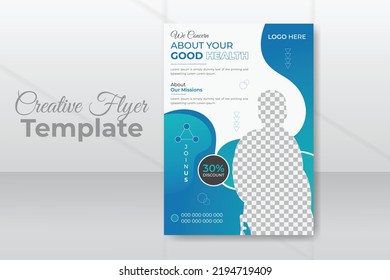 Creative modern and professional Medical Healthcare flyer design templates in A4 size, Abstract Corporate Book Cover Design Brochure, Annual Report, flyer, leaflets for printing 
