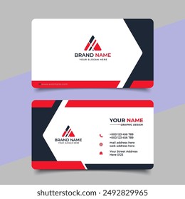 Creative modern professional red business card and name card horizontal simple clean template vector design