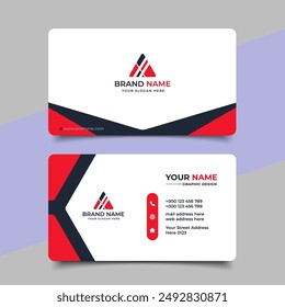 Creative modern professional red business card and name card horizontal simple clean template vector design