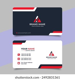Creative modern professional red business card and name card horizontal simple clean template vector design