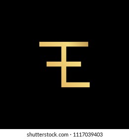Creative modern  professional  unique artistic gold color EF FE initial based Alphabet icon logo on black background
