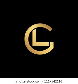 Creative modern professional unique artistic gold color GL LG initial based Alphabet icon on black background