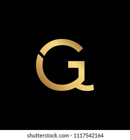 Creative modern professional unique artistic gold color GQ QG initial based Alphabet icon on black background