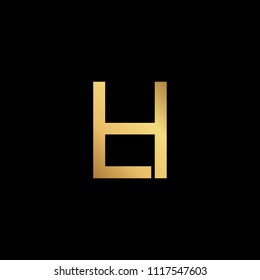 Creative modern professional unique artistic gold color HL LH initial based Alphabet icon on black background