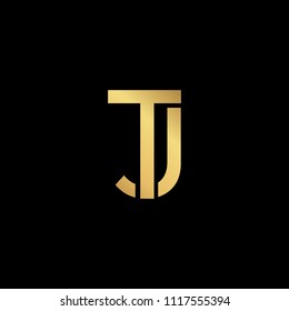 Creative modern professional unique artistic gold color JT TJ initial based Alphabet icon on black background