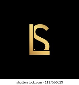 Creative modern professional unique artistic gold color LS SL initial based Alphabet icon on black background