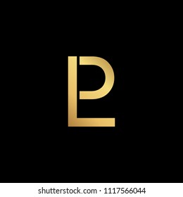 Creative modern professional unique artistic gold color LP PL initial based Alphabet icon on black background