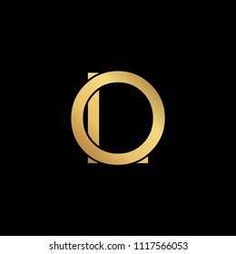 Creative modern professional unique artistic gold color LO OL initial based Alphabet icon on black background