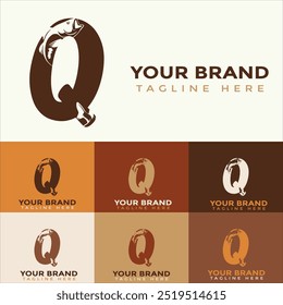 Creative Modern Q Letter Fish Logo with colorful Icon Vector
