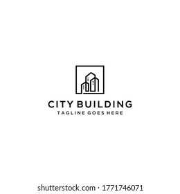 Creative modern real estate building sign logo design template