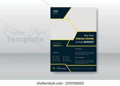 Creative modern real estate house sale flyer template design