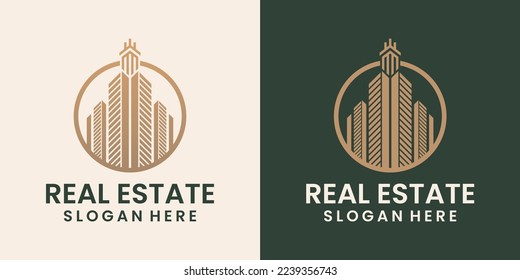 Inspiración en la plantilla de diseño de logotipo de inmuebles modernos y creativos para el negocio de la construcción de edificios