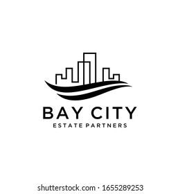 Creative Modern Real Estate Property and Construction near beach location logo design