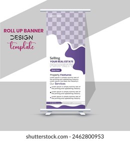 Creative and  Modern Real Estate vertical rollup banner template vector design for printing, Standee Banner Design. Standee Rollup banner