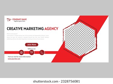 Plantilla de banner web rojo y negro creativo. Ilustración vectorial editable