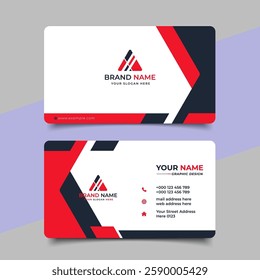 Creative modern red business card design name card corporate visiting card and simple clean template vector design