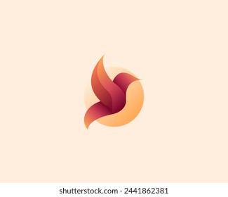 Creative modern red flying bird logo gradient