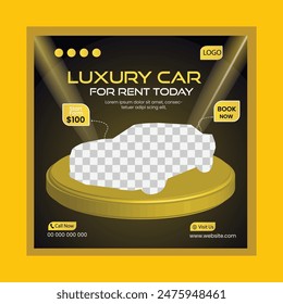 Creative and Modern Rent Car Social Media Post Design template.