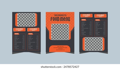 Creative and modern restaurant food menu and pricelist design.