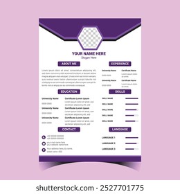 Creative Modern Resume and Cover Letter Layout Vector Template for Business Job Applications, Minimalist resume cv template, Resume design template, cv