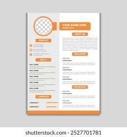 Creative Modern Resume and Cover Letter Layout Vector Template for Business Job Applications, Minimalist resume cv template, Resume design template, cv