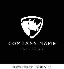 Creative Modern Rhino Logo. Black and White Logo. Usable for Business Logos. Flat Vector Logo Design Template Element