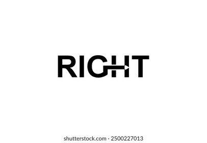 Creative and modern RIGHT letter logo With right arrow.