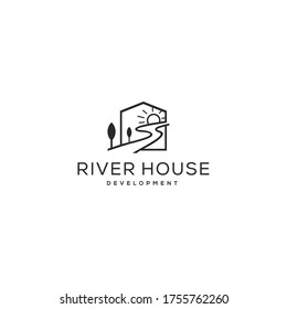 Creative Modern River And House Logo Design