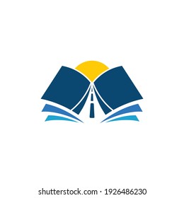 Creative modern road Education logo design illustration using book icon template