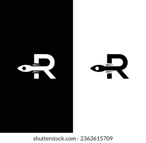 Creative Modern ROCKET Logo. Schwarzes Logo auf weißem Hintergrund. Für Firmenlogos geeignet. Flaches Vectorlogo-Design-Vorlagenelement