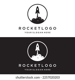 Creative and modern rocket logo,starship launch template.