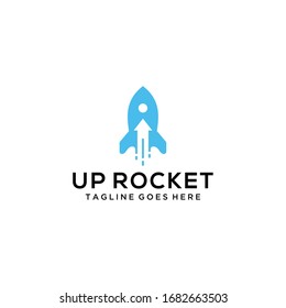 Creative Modern Rocket Space With Up Arrow Logo Icon Vector Template