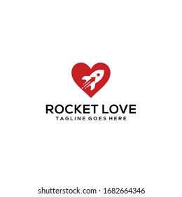 Creative modern rocket space with heart sign logo icon vector template