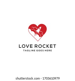 Creative modern rocket space with love logo icon vector template