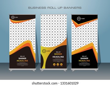 Creative Modern Roll Up Banner.Vertical Banner Design .Vector template design,for advertising.