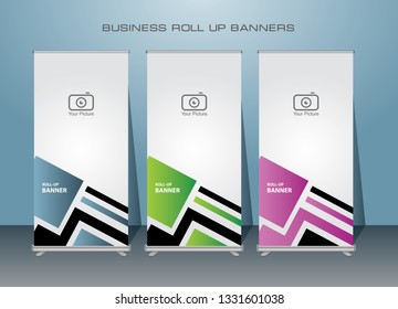 Creative Modern Roll Up Banner.Vertical Banner Design .Vector template design,for advertising.