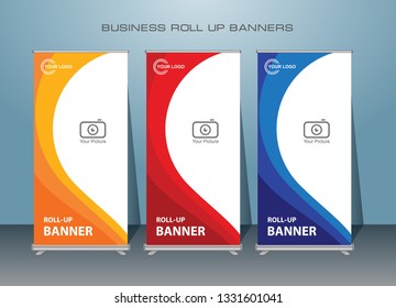 Creative Modern Roll Up Banner.Vertical Banner Design .Vector template design,for advertising.