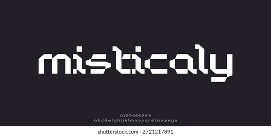 Fuente de alfabeto redondeado moderno creativo. Digital abstracto futurista, logotipo, música, deporte, tipografía de tecnología mínima. Ilustración vectorial numérica simple
