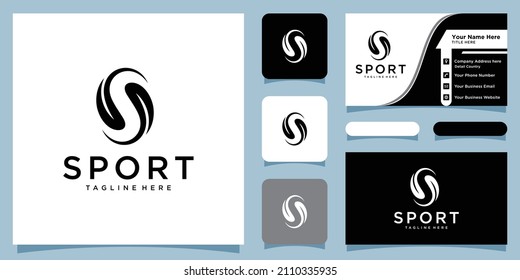 Creative modern S stylish sports brand, black and white S initial with business card design template