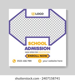 Creative modern school admission education social media post design template