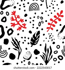 Creative modern Seamless pattern abstract floral leaves or background. Minimalistic design. Contemporary template for web. Vector illustration