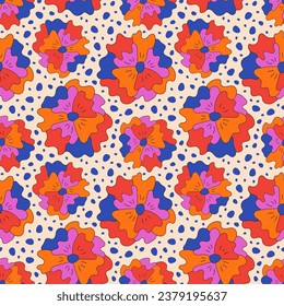 Creative modern seamless pattern with flowers. Colorful floral backdrop for surface